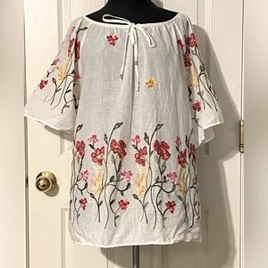 Linen type embroidered blouse
